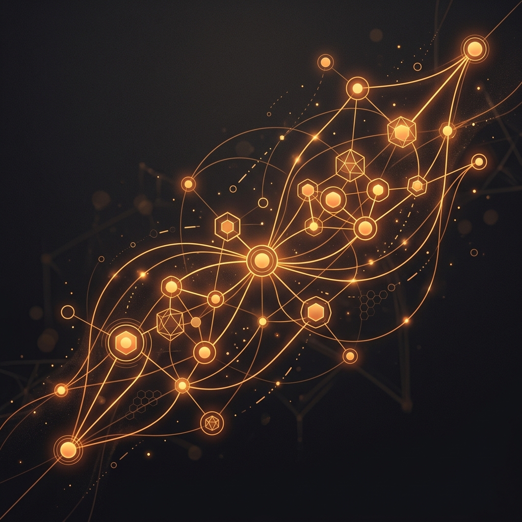 Futuristic digital network representing on-demand labor market and connected gig workers